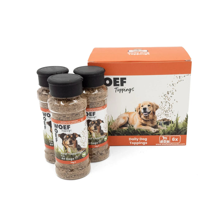 Hondenvoer Toppings - Rund Smaak – natuurlijk hondenvoer van Woef Woef in verpakking