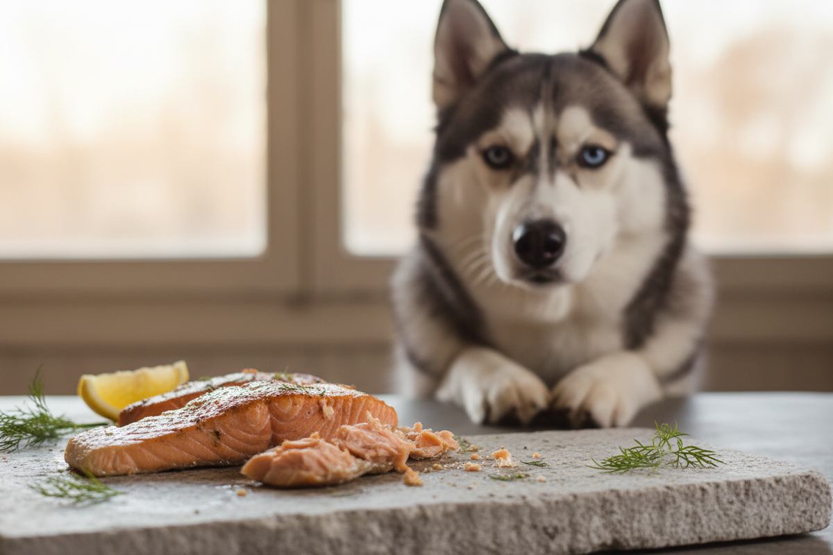 Hond mag gekookte zalm eten - rijk aan omega-3 - Woef Woef Snacks