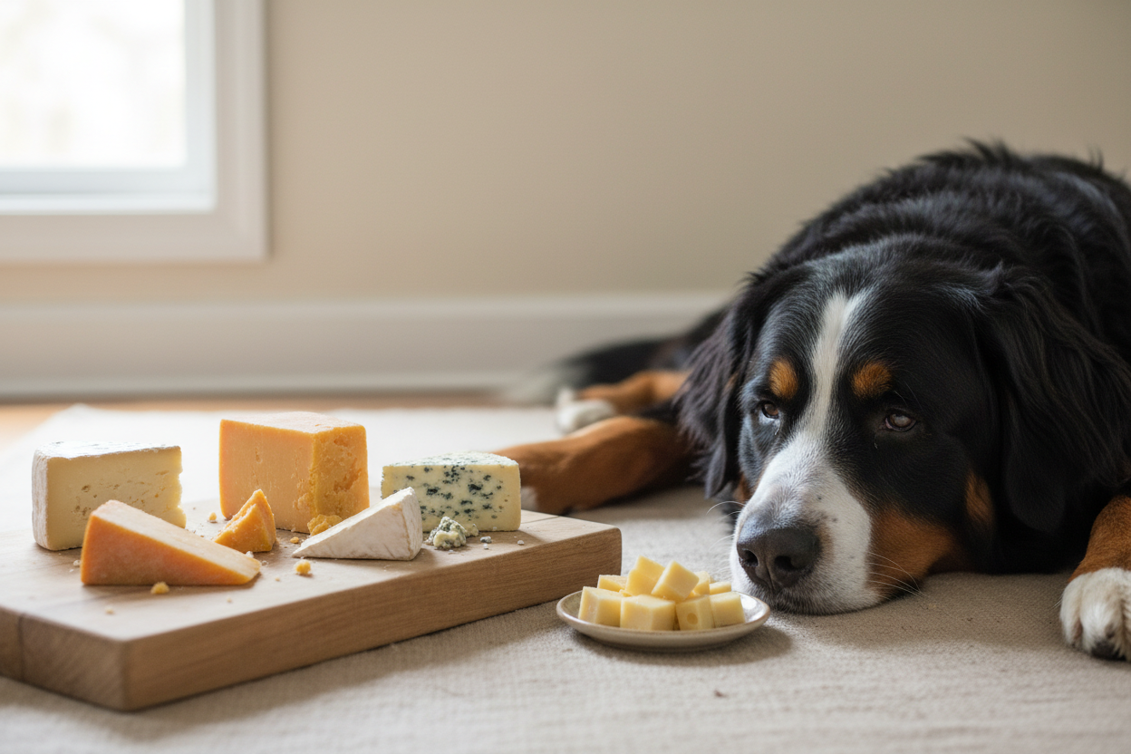 Berner Sennenhond met kaas - mag een hond kaas eten - Woef Woef Snacks
