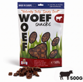 Runderlong Trainers 500 gram, maat L – verpakking natuurlijke hondensnack van Woef Woef