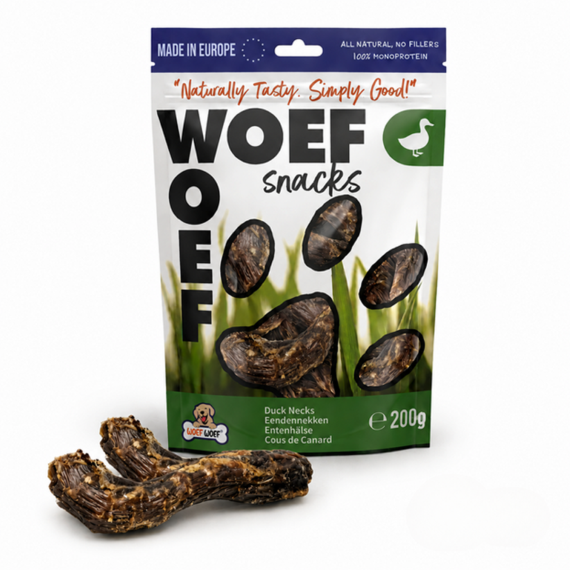 Eendennekken – natuurlijke hondensnack van Woef Woef (foto 3)