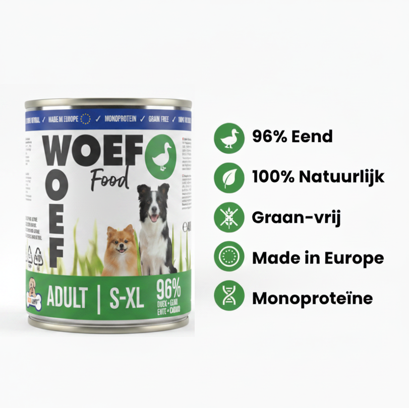 Nat Hondenvoer met Eend 96% - Monoproteïne & Graanvrij